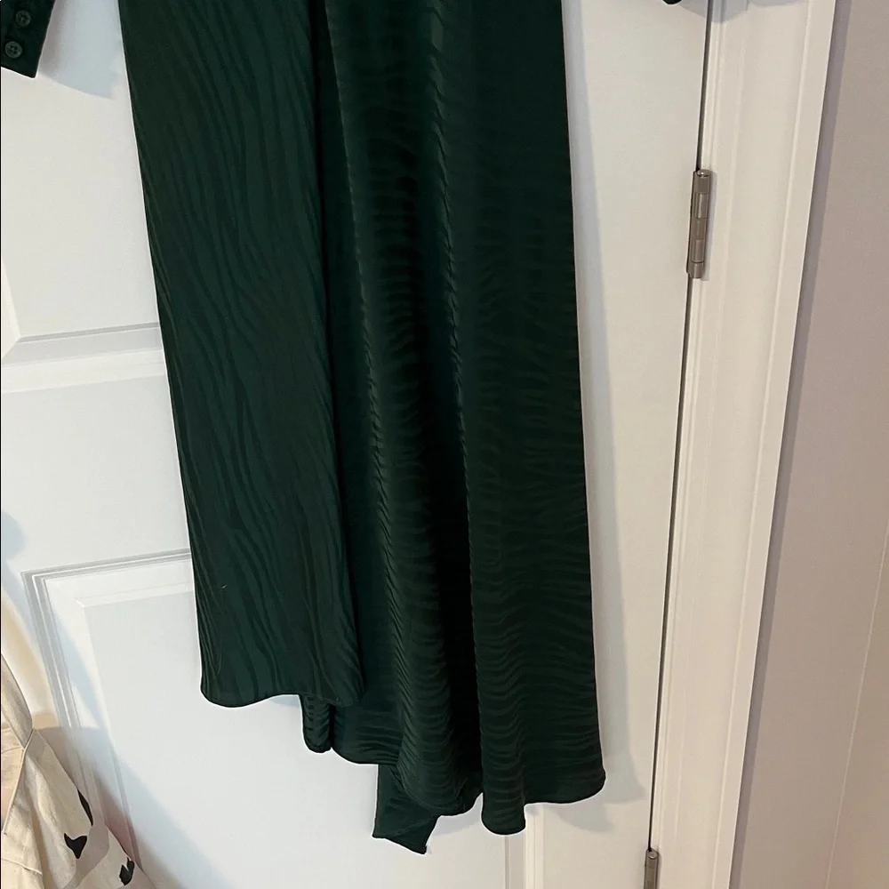 Ronny Kobo Collection Deep Green Long Sleeve Dress M animal print